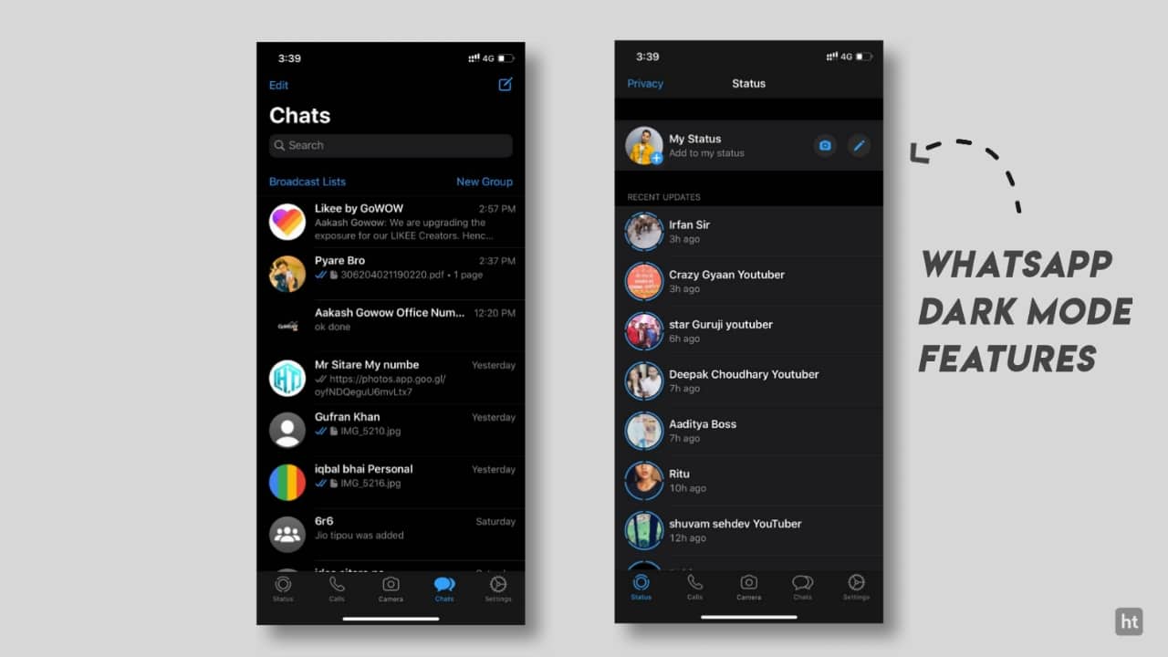 Whtasapp dark mode features in iOS