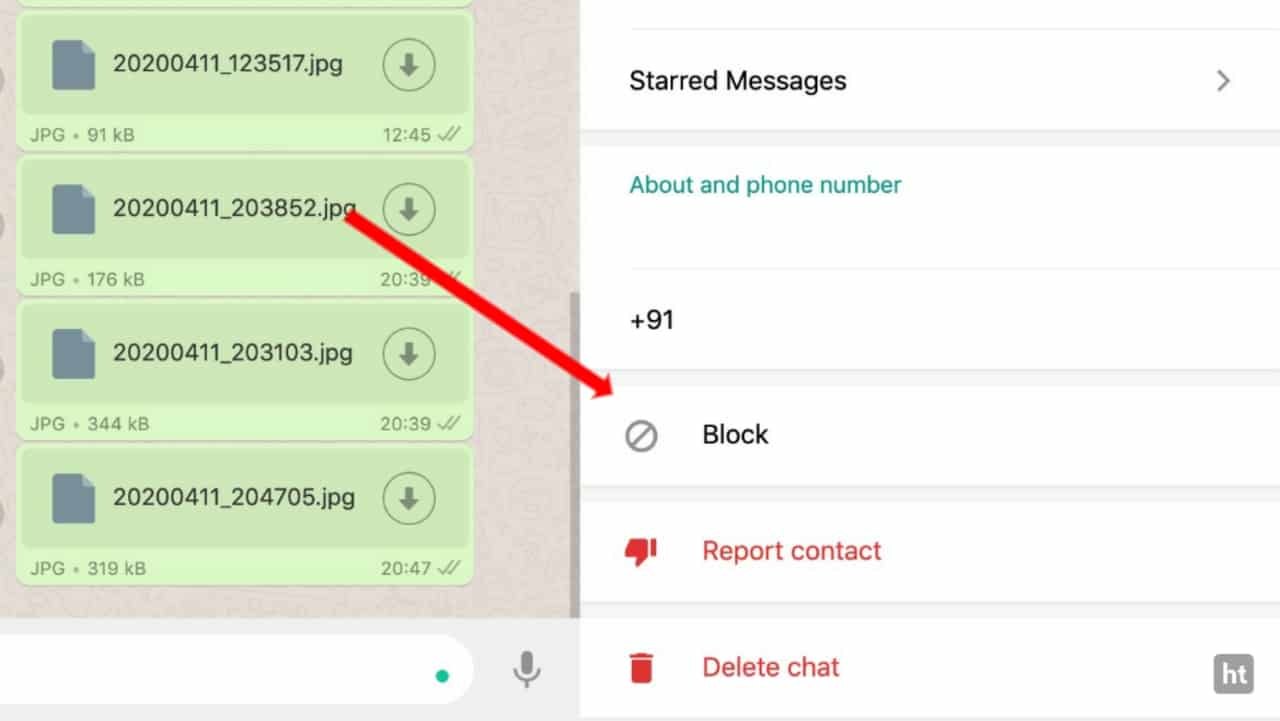 block someone on WhatsApp web