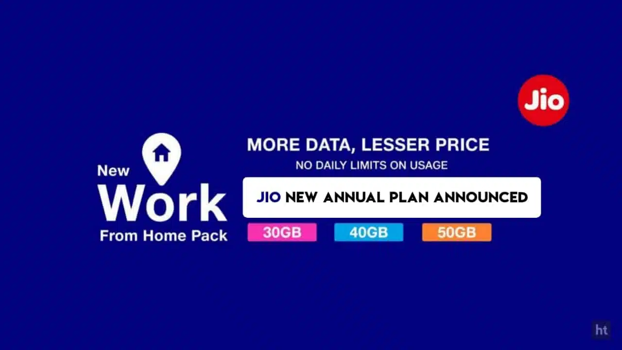 Jio announced attractive New Work From Home annual Plans.