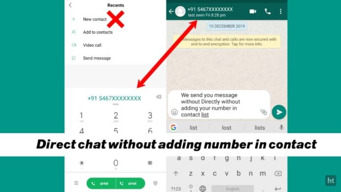 send message without saving number