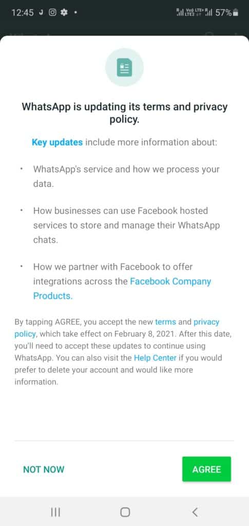 WhatsApp Privacy Policy update