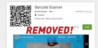 Google removed Barcode scanner