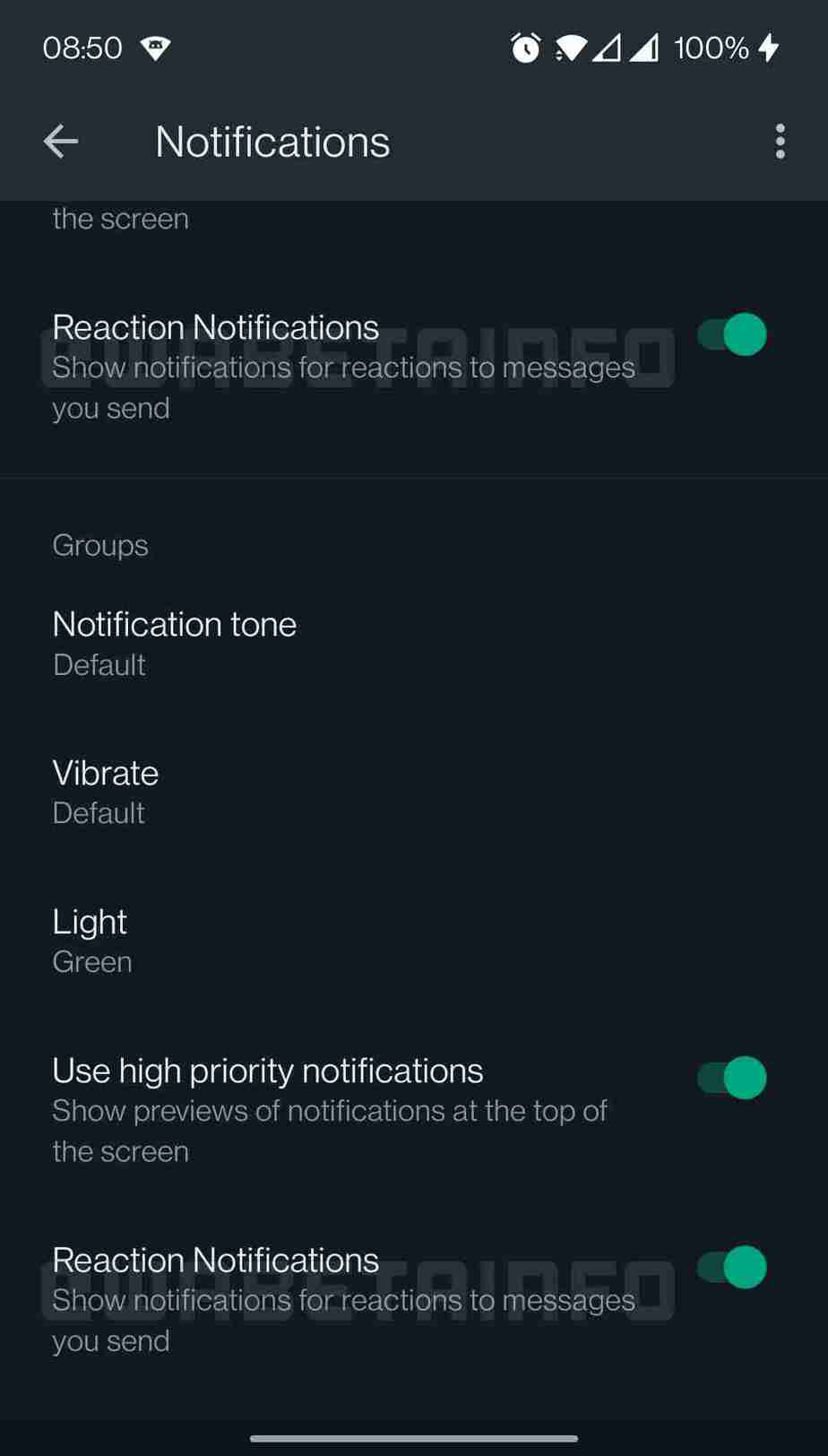 WhatsApp new settings for reaction notification, Image Credit: WABetaInfo