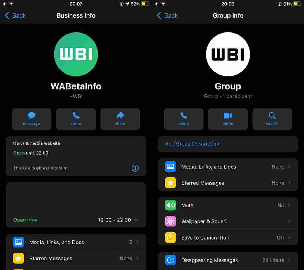 WhatsApp new Interface for Contact Info, Image Credit: WABetaInfo