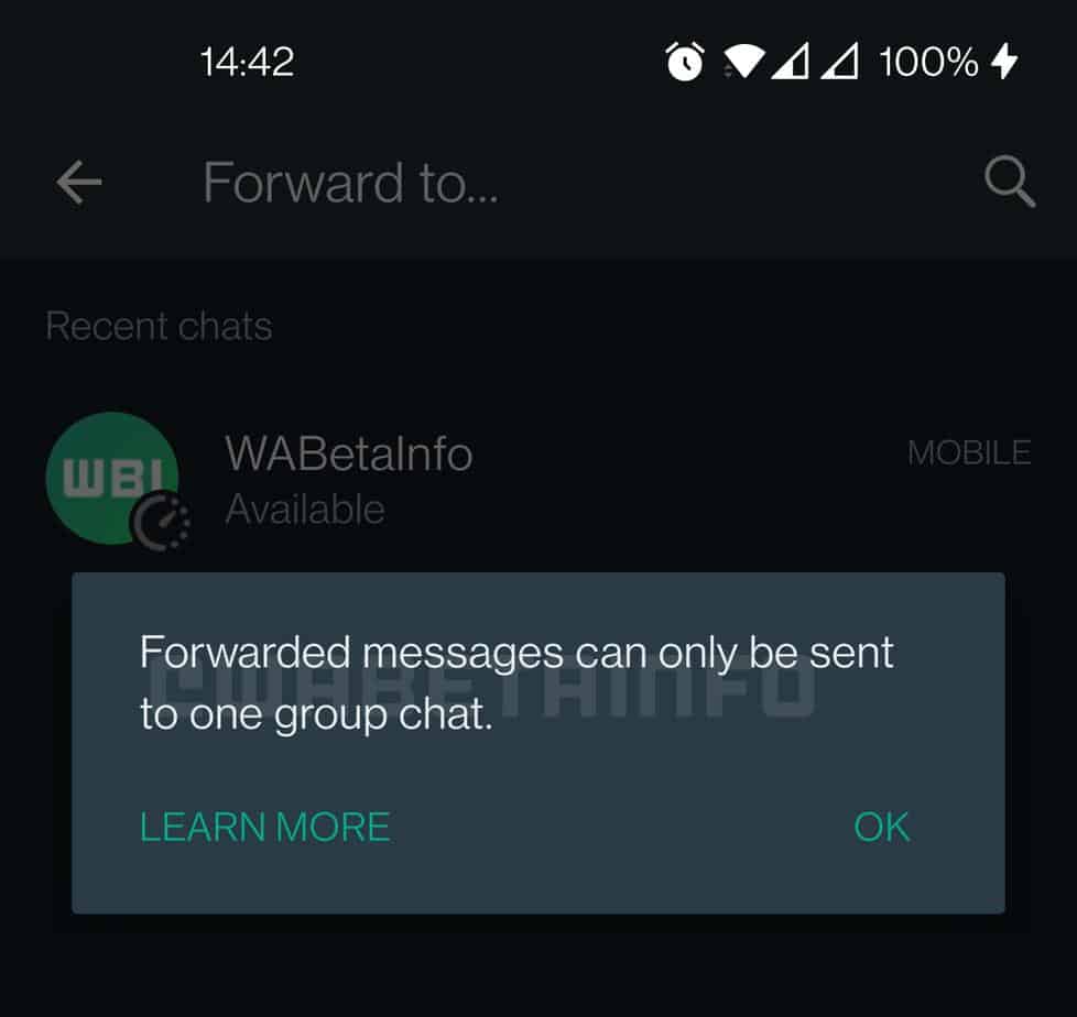 WhatsApp new Limitations for Forward Messages, Image Credit: WABetaInfo