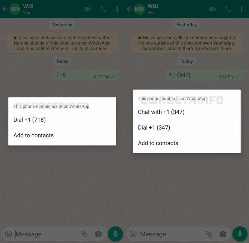 WhatsApp new feature for Phone numbers, Image Credit: WABetaInfo