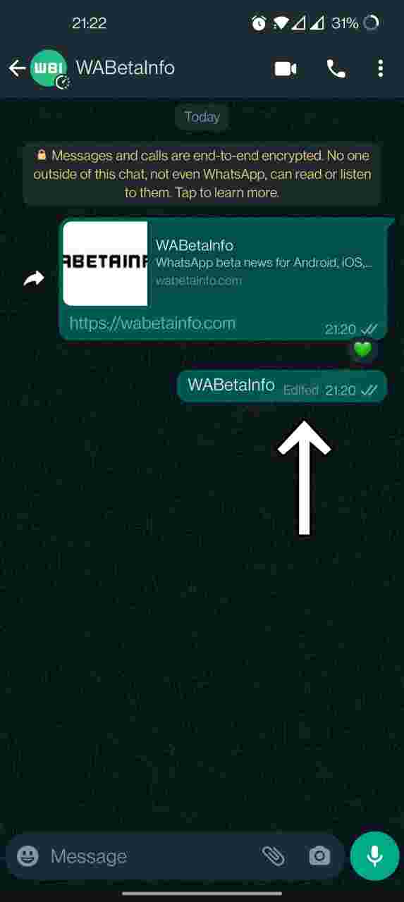 WhatsApp Editing message, Image Credit: WABetaInfo