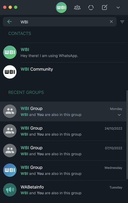 WhatsApp rolling out new Recent Groups for Desktop, Image Credit: WABetaInfo