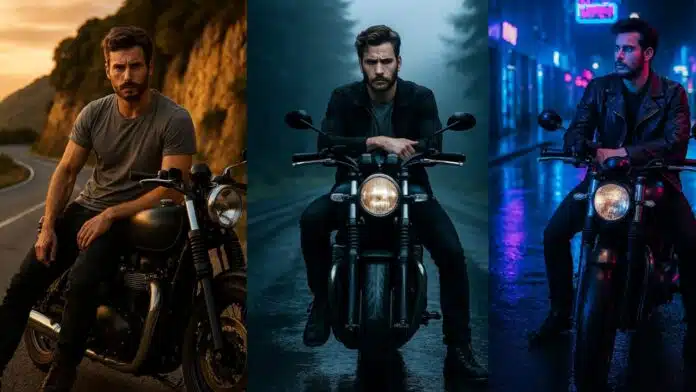 Gemini AI Photo Editor Prompts For Men with Bikes
